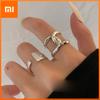 925 Sterling Silver Simple Retro Cross Lines Rings For Women Geometric Fashion Smiple Open Handmade Allergy Party Jewelry Gift
