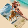 Horse Printed Microfiber Beach Towel, Soft Absorbent Quick Dry for Swimming Camping