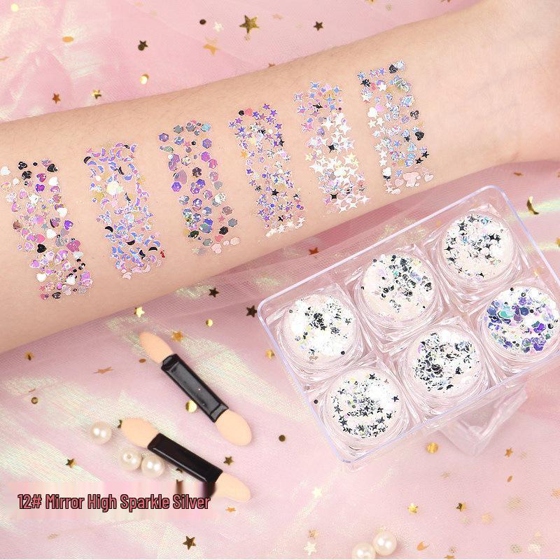 Star Glitter Gel Eyeshadow Palette with Crystal Sparkles Eyelid Patches - No Glue Needed