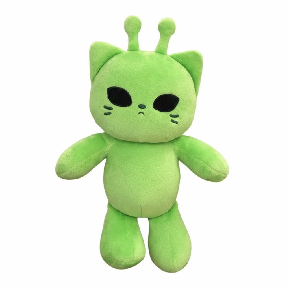 Peluche Alien Chat Super Douce Couleur Verte Design Mignon Animal en Peluche Kawaii Doux Taille 30cm Peluches Douces Cadeau Couple