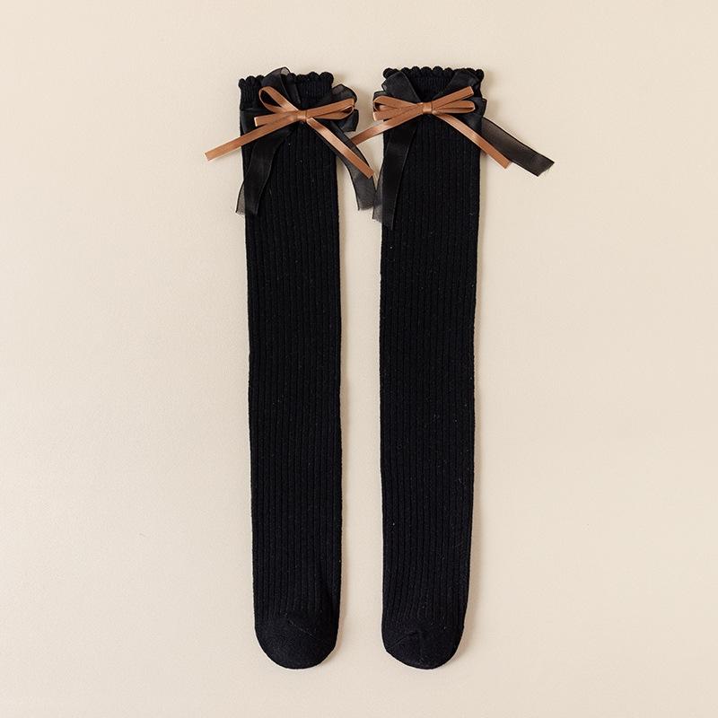 New Kids Girls Bow Long Socks Spring Autumn Cotton Over The Knee High Socks Cute Baby Lolita Stockings