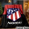 Custom Name Atletico Madrid Crest Throws Blanket Flannel Blankets for Couch Bed Gifts for Men Women Picnic blanket Christmas fan gifts