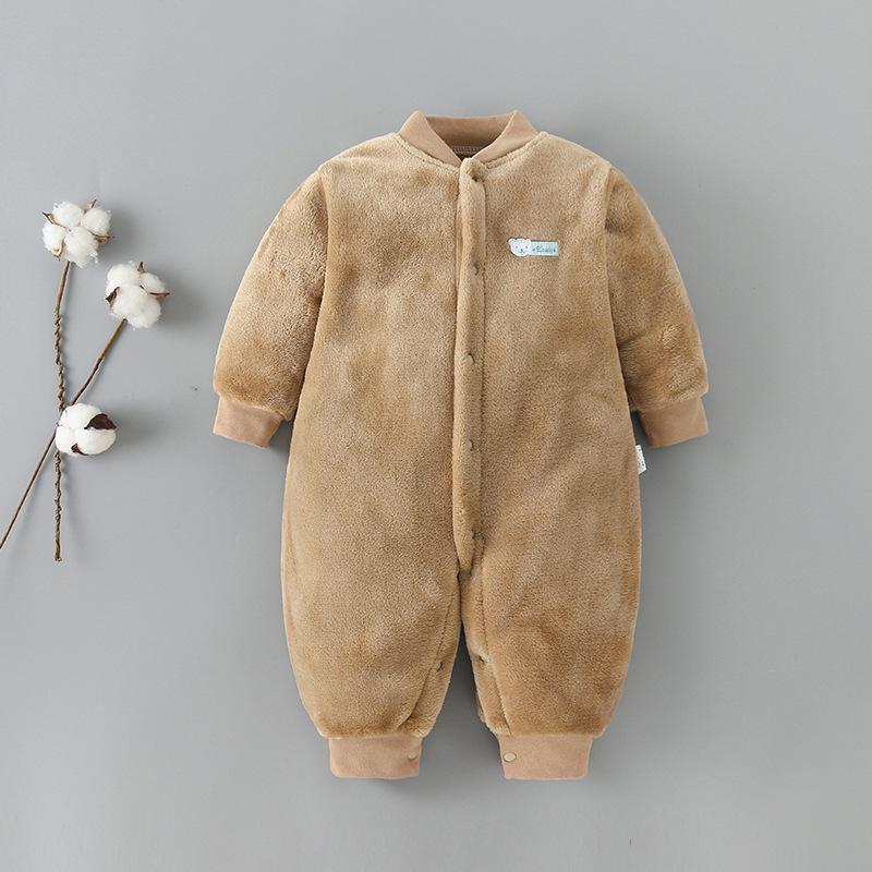 Baby Flannel One Piece Pajamas Newborn Autumn and Winter Plush Home Clothes Infant Bodysuit