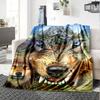 Wolfsmuster Flanelldecke Hohe Qualität Warm Bequem Decke für Alle Jahreszeiten Perfekt für Geschenke Heimdekoration