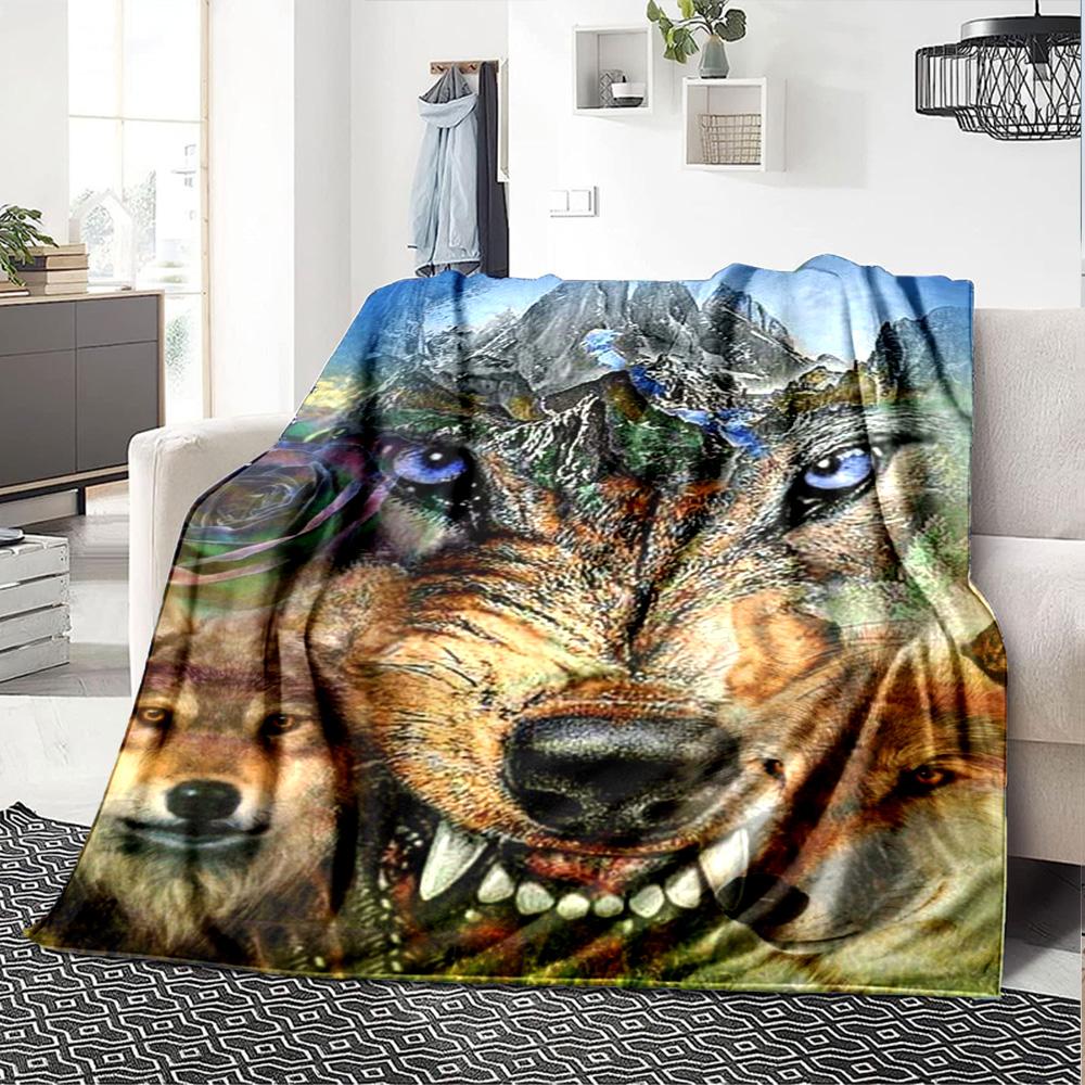 Wolfsmuster Flanelldecke Hohe Qualität Warm Bequem Decke für Alle Jahreszeiten Perfekt für Geschenke Heimdekoration
