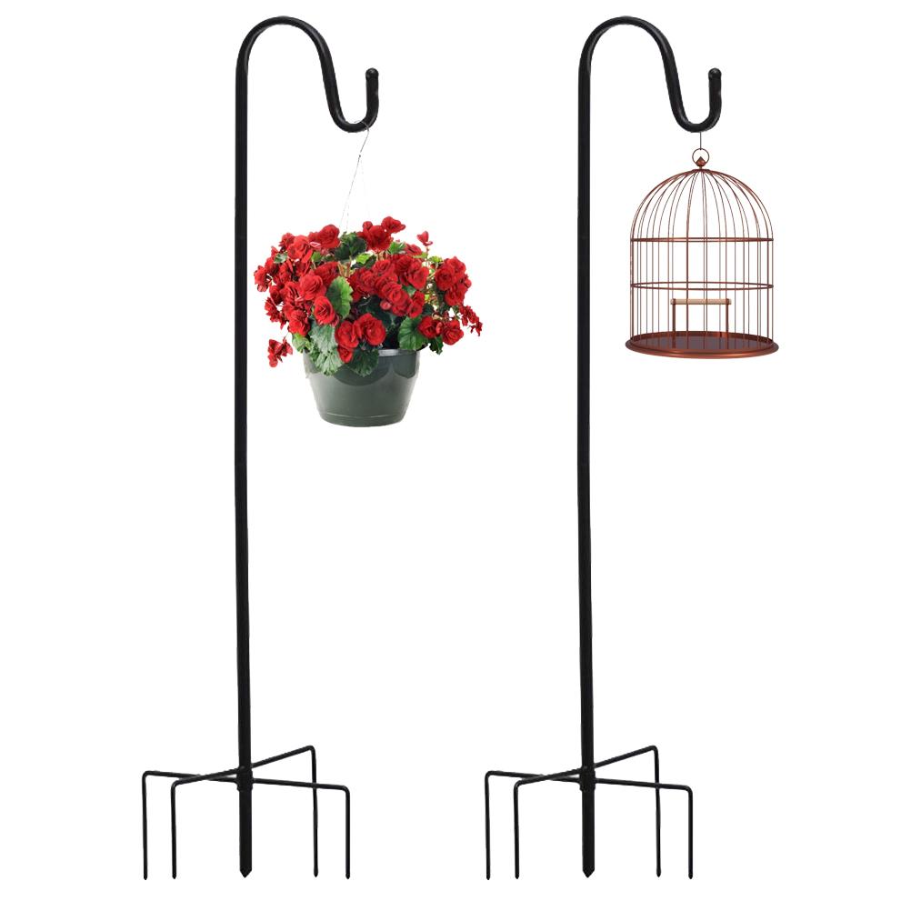 2pcs Shepherd Hook for Garden Lights Bird Feeder Flower Pot Basket Hanger