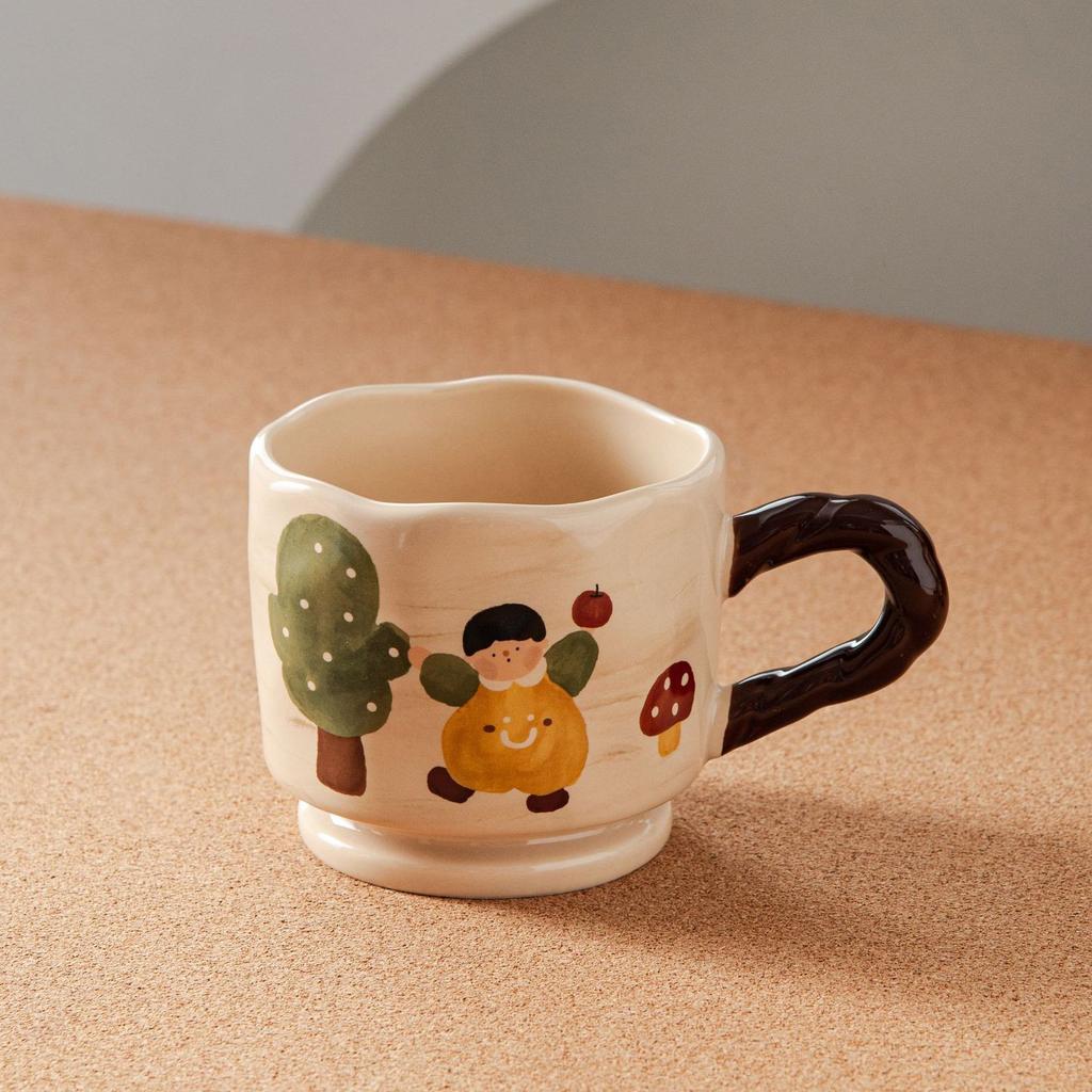 Retro Girl Cute Ceramic Mug Household Water Cup Milk Breakfast Cartoon Cup Creative High Value Souvenir