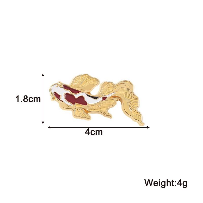 Red White Enamel Koi Brooches for Women Gold Anime Pins Chinese Lucky Fish Shape Brooch Women's Clothing Accessories