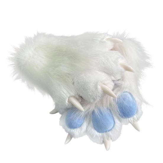 Furry Cat Paw Gloves Plush Animal Paw Mitts Cat Claw Mittens Fluffy Cosplay Gloves for Costume Party Accessories