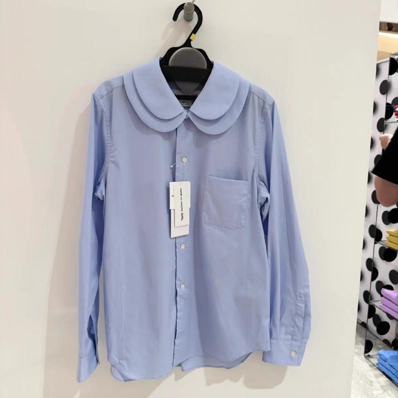 

CDG KZYU 2025 Spring/Summer Women s Japanese-Style Double-Layer Doll Collar Long-Sleeve Cardigan Shirt Large світло-синій колір