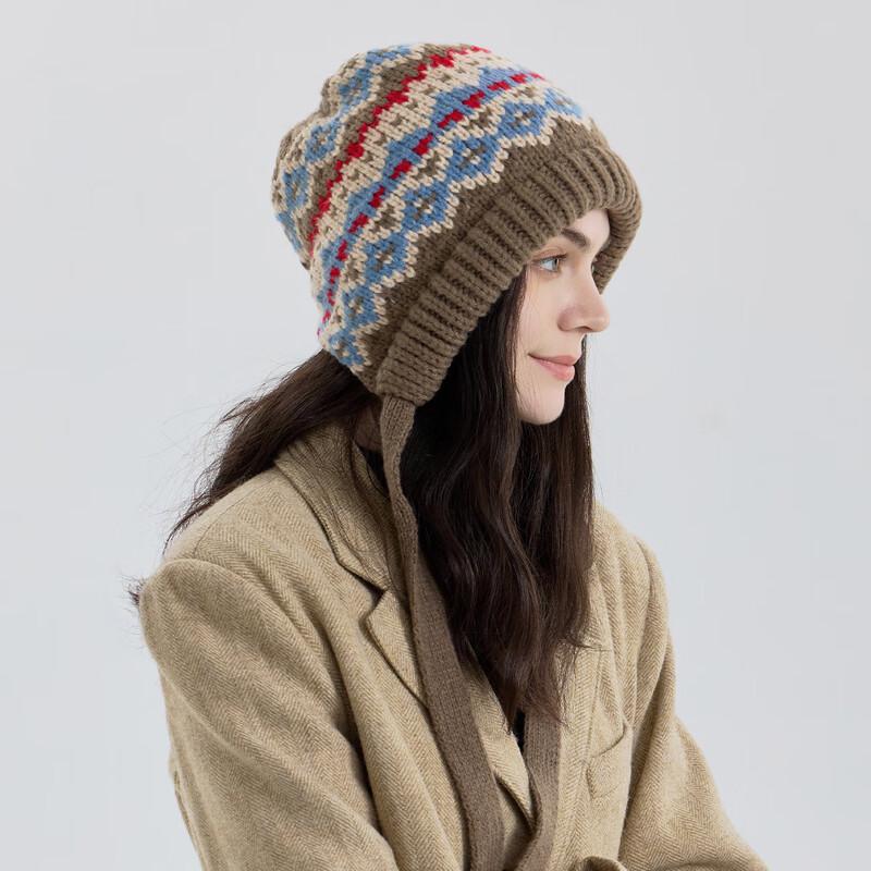 Fair Isle Knitted Winter Hat with Ear Flaps