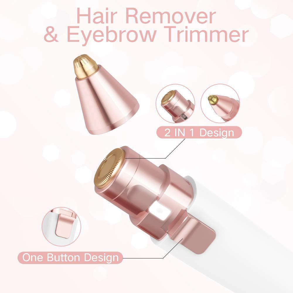 USB Rechargeable 2-in-1 Eyebrow Trimmer & Mini Lipstick Epilator