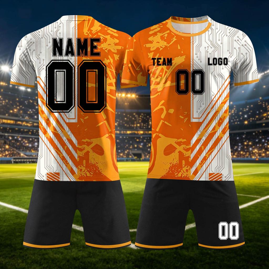 Conjunto Deportivo Personalizado de Dos Piezas DIY con Camiseta de Manga Corta y Pantalones Cortos para Uniformes de Equipo y Estampación Personalizada