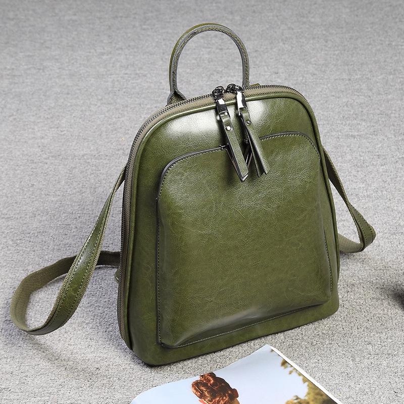 

Trending Women s Genuine Leather Backpack - Korean Style, Small Size, Perfect for College, School, or Travel. зелёный