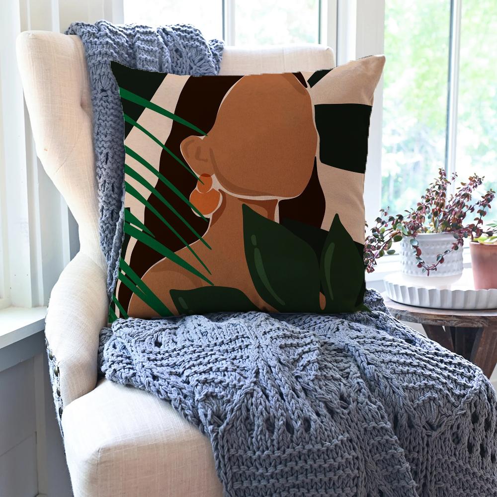 African Women Pillow Case Square Pillow Bedroom Sofa Leisure Comfort Cushion Car Living Room Home Decoration 40X40