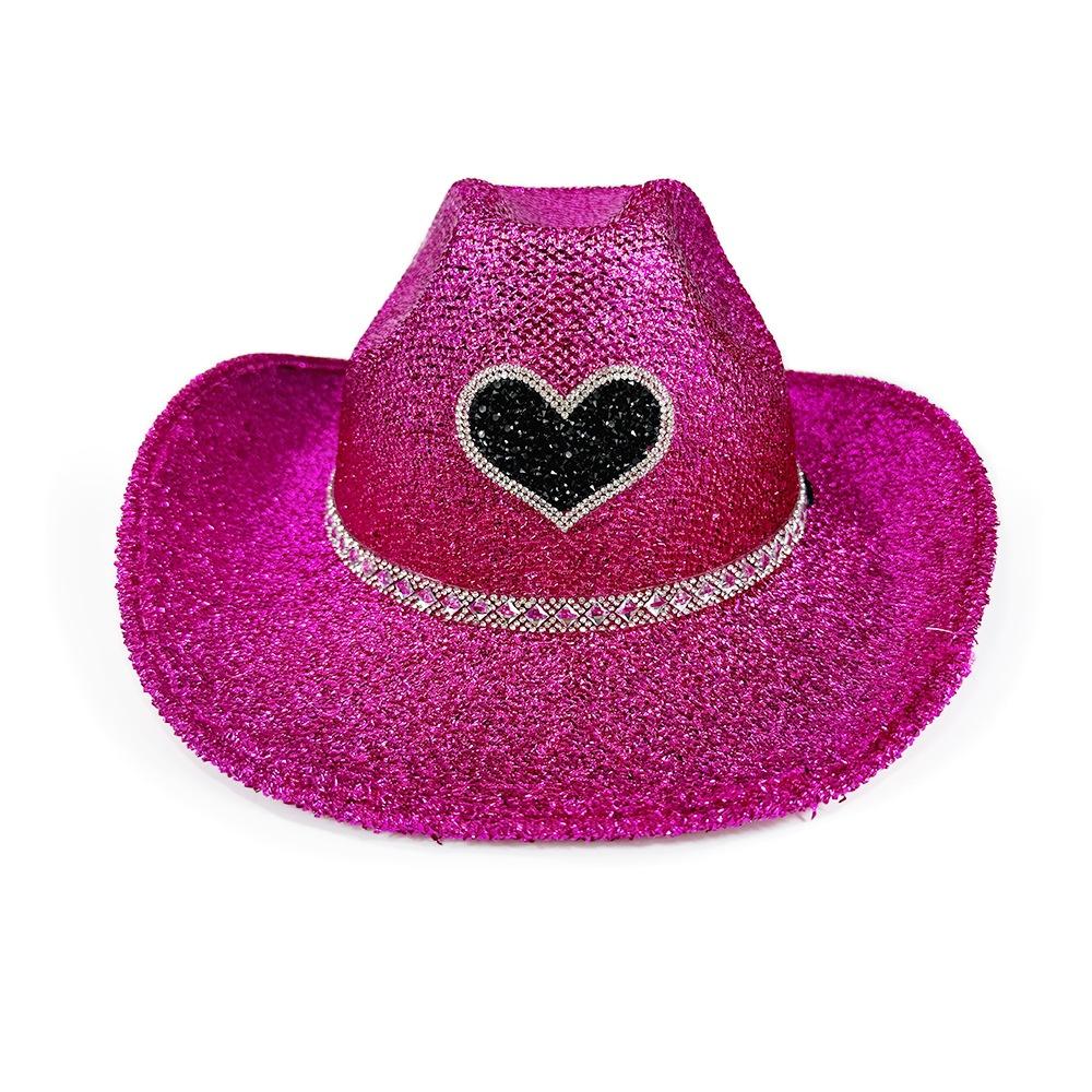 Women's Cowgirl Hat Stylish Rhinestone Design Sun Hat Wide Brim Western Cap for Party& Daily Life