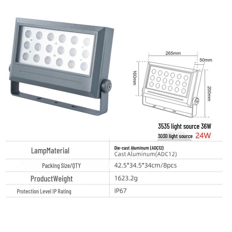 IP65 Waterproof LED Square Floodlight for Outdoor Courtyard, Lawn, Villa, or Engineering