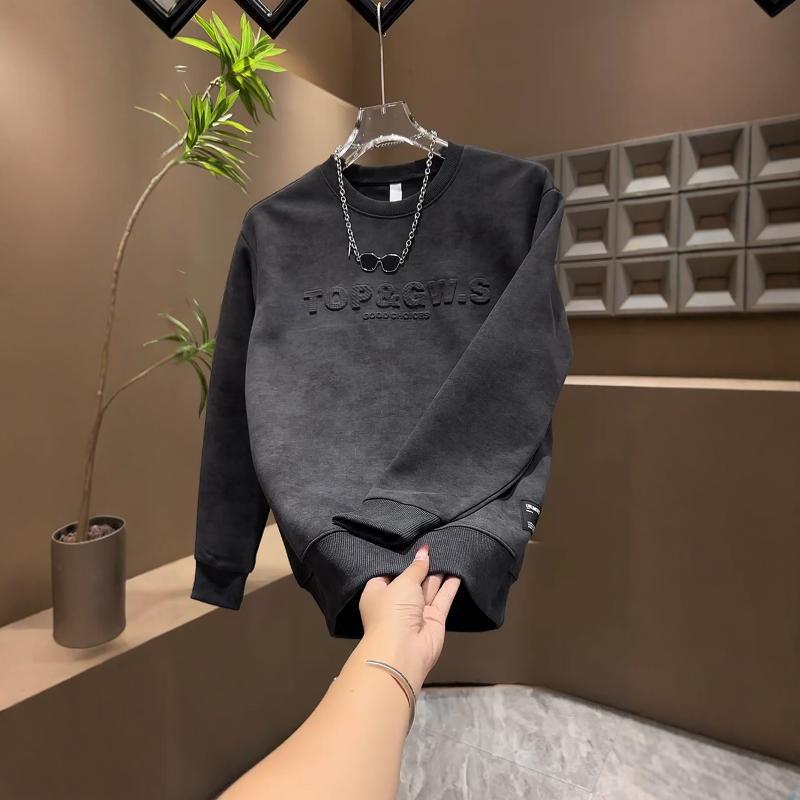 Autumn and Winter New Style Velvet Thickened Sweatshirt Men's Round Neck Versatile Casual Long-sleeved Men's