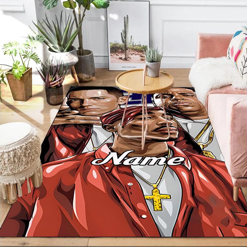 Tappeto Hip Hop Personalizzato con Nome, Tappeto da Gioco, Tappetino per Camera da Letto Soggiorno Ingresso, Idea Arredamento Casa Regalo per Natale Compleanno