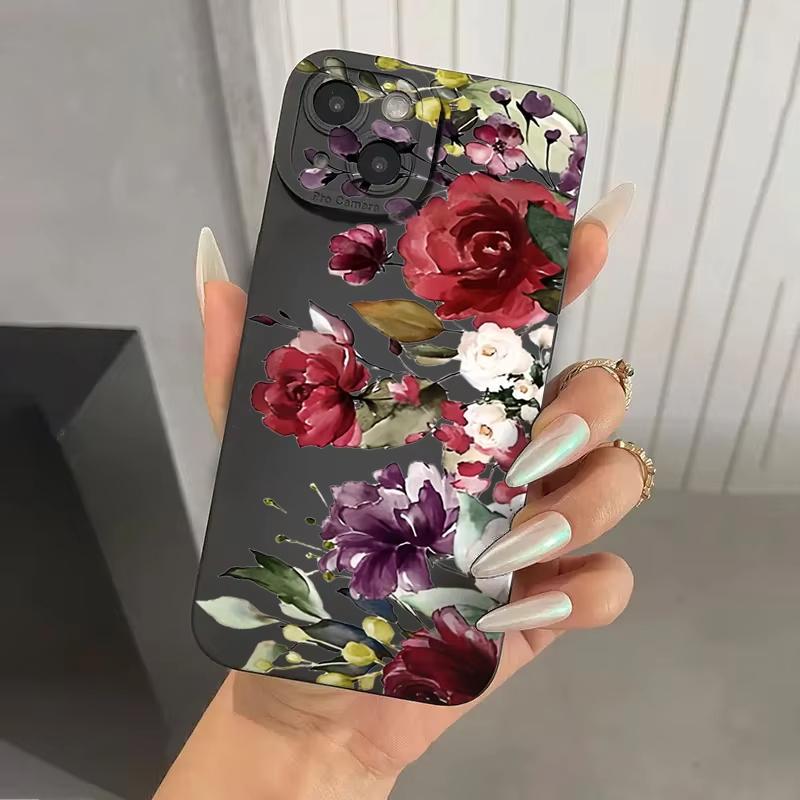For iPhone 16 15 14 13 12 11 Pro Max Flower Pattern Phone Cover For iPhone XS Max XR X 7 8 14 Plus 15 Matte Soft Silicone Cover