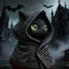 Gothic Black Cat Statue - Realistic Kitten Toy & Halloween Ornament for Kids
