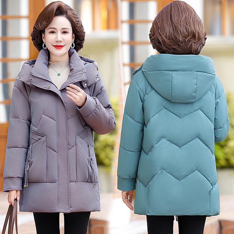 Schneebekleidung Wintermantel in Übergröße für Damen Daunenjacke Warm Verdicken Lässige Lockere Winterjacke mit Kapuze Samt Parkas Mantel