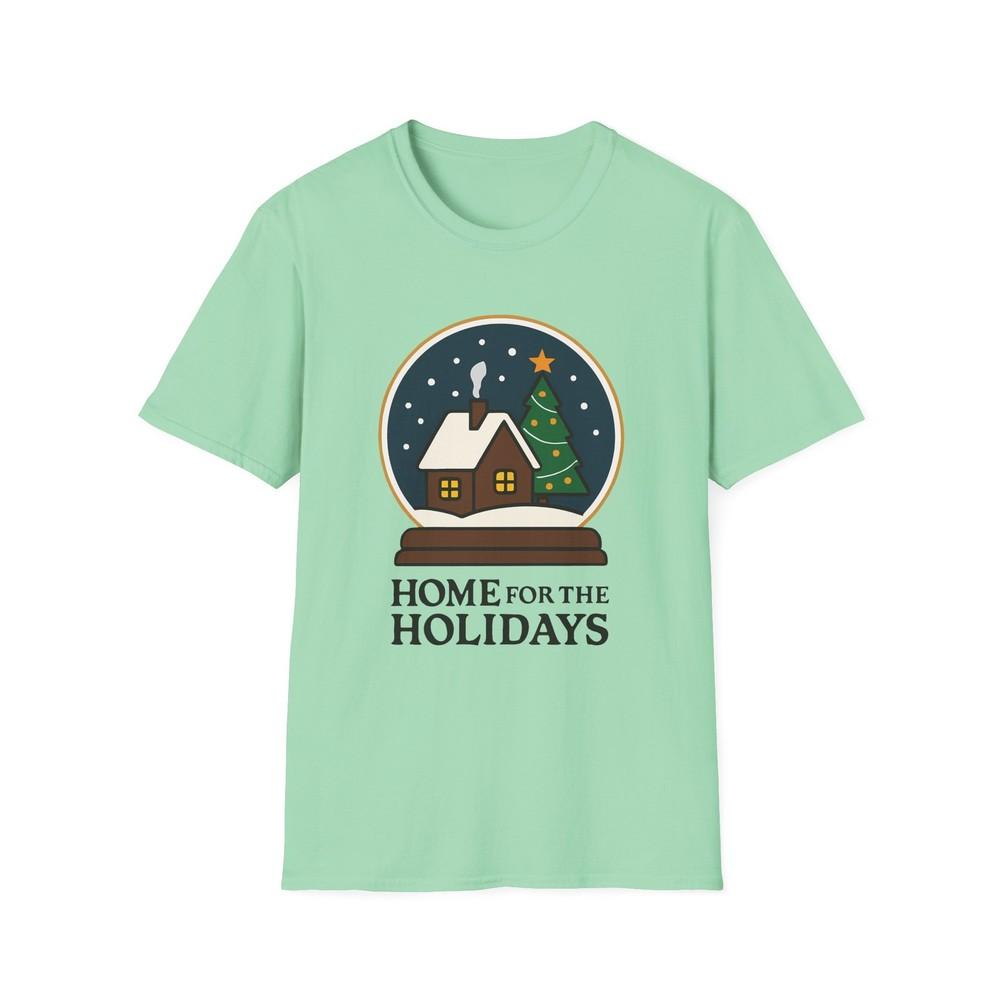 

Unisex Softstyle T-Shirt Cozy Cabin Snow Globe Christmas Holiday Graphic Tee L