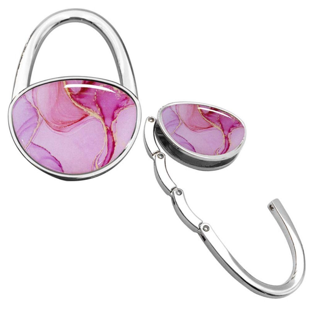 Fashion Marble Texture Handbag Hook Oval Foldable Purse Hanger Holder No Punch Portable Table Edge Hook Under Desk