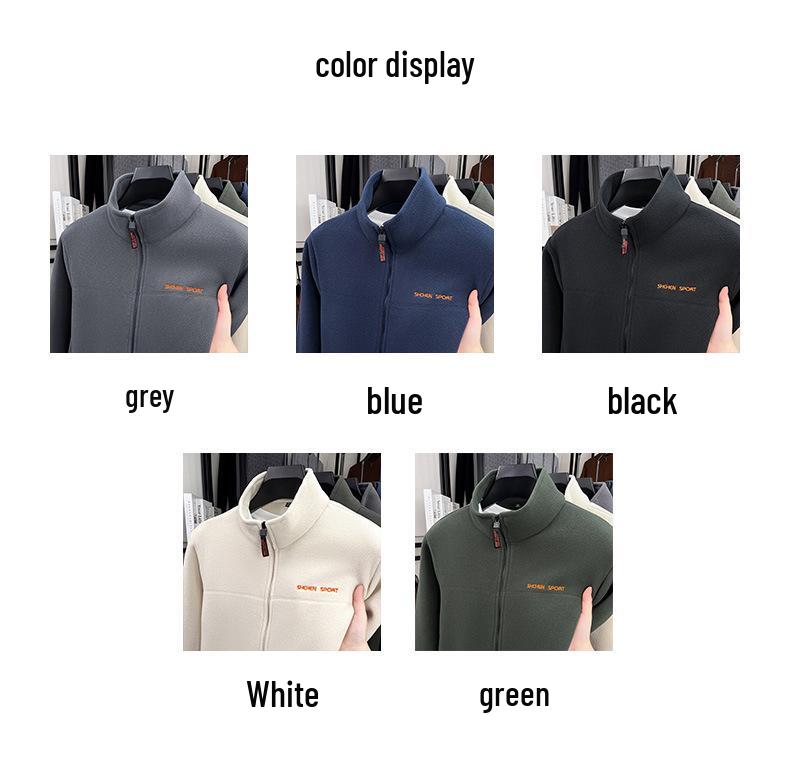 Men's Stylish Fleece Jacket - Warm, Thick, Zippered Long Sleeve for Autumn/Winter