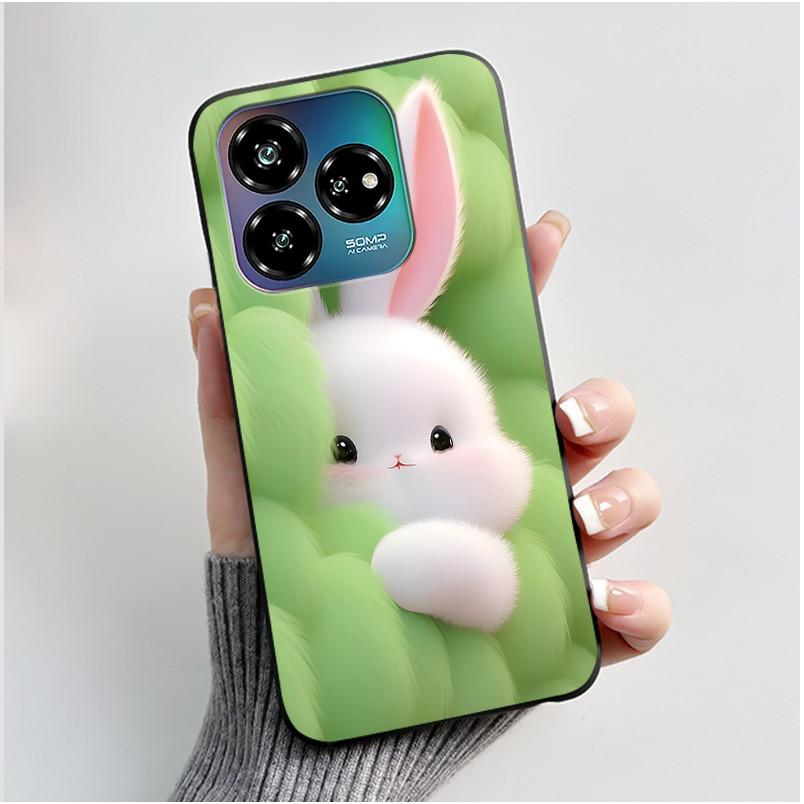 For ZTE Axon 60 Lite / Blade V60 Vita / Nubia V60 Design Case Cute Love Heart Rabbit Casing Black Soft Silicone Protective Cover