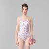 Small Fresh Pink Floral Sexy Tight-fitting Racing Sports One-piece Triangle Swimming Pool Hot Swimsuit Women