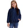 Unisex Kids Casual Long Sleeve Stand Collar Soft Plush Zipper Closure Pockets Side Outdoor Jacket