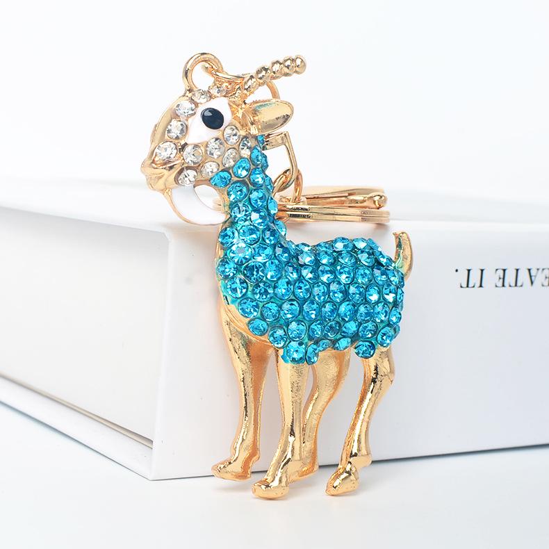 Rhinestone Antelope Zodiac Keychain - Metal Alloy Fashion Accessory