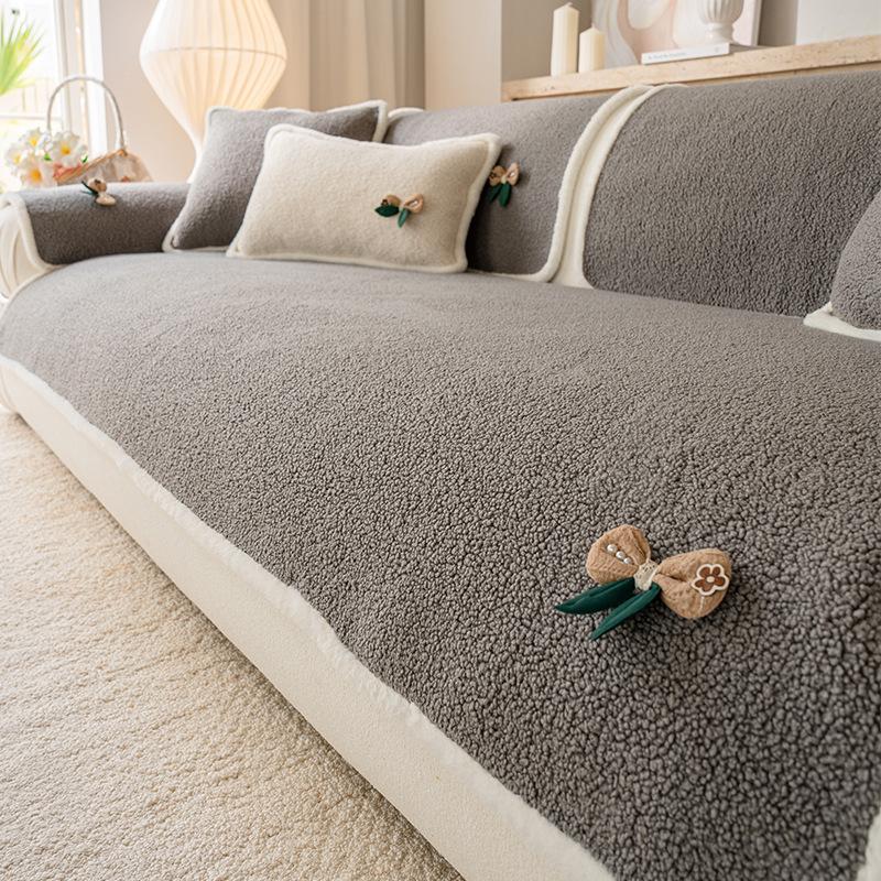

Retro Thick Sofa Cover Cloth Fixed Anti Slip Straight Row Sofa Cushion Cover Soft and Comfortable Autumn and Winter New Style 70x70cm