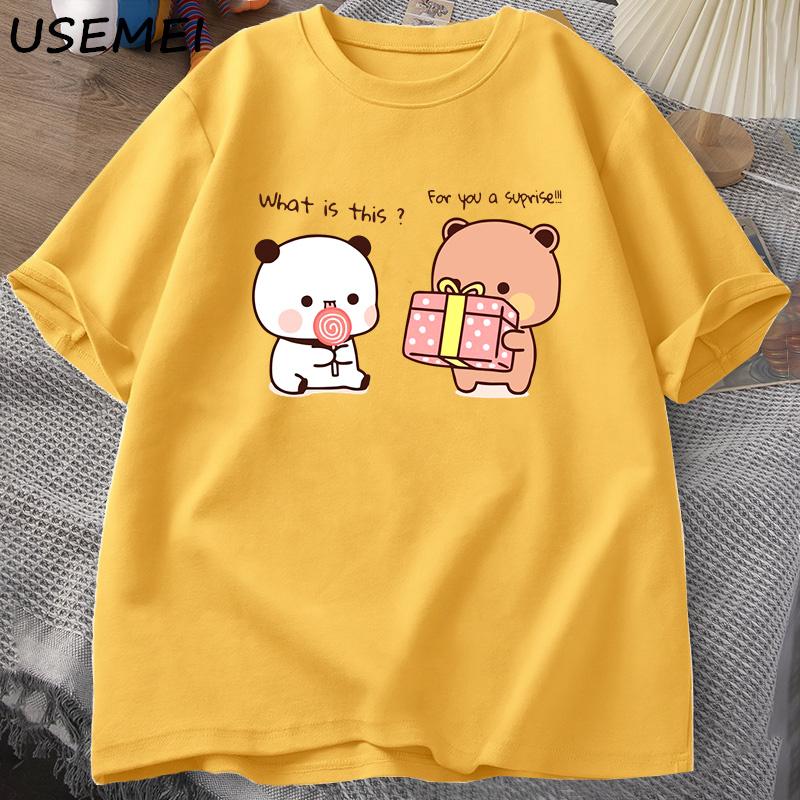 

Happy Birthday PANDA BEAR T-shirt Men Bubu and Dudu Love Graphic T Shirts Harajuku Cotton Short Sleeves Men s Clothing Streetwear L жовтий