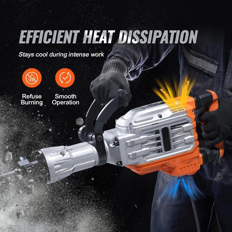 SucceBuy Demolition Jack Hammer 1500W/2200W/3500W Jack Hammer Concrete Breaker Heavy Duty Electric Jack Hammer 2/4pcs Chisel