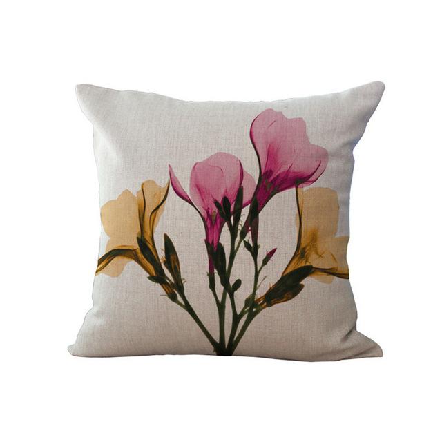 Beautiful Flower Printing Cushion Cover Plants Cotton Linen Throw Pillow Case Decorative Pillowcase For Sofa Cushion Cover Zt105