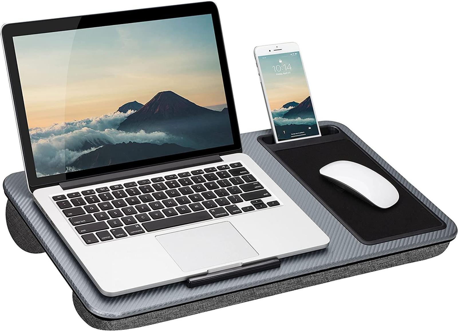 

Home Laptop Desk With Device Ledger Mouse Pad And Phone Holder one size