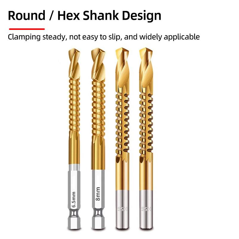 HSS Titanium Serrated Drill Bit Set 3/4/5/6/6.5/8mm Grooving Cutting Hole Saw Twist Drill Bits Round/Hex Shank Wood Metal Tools
