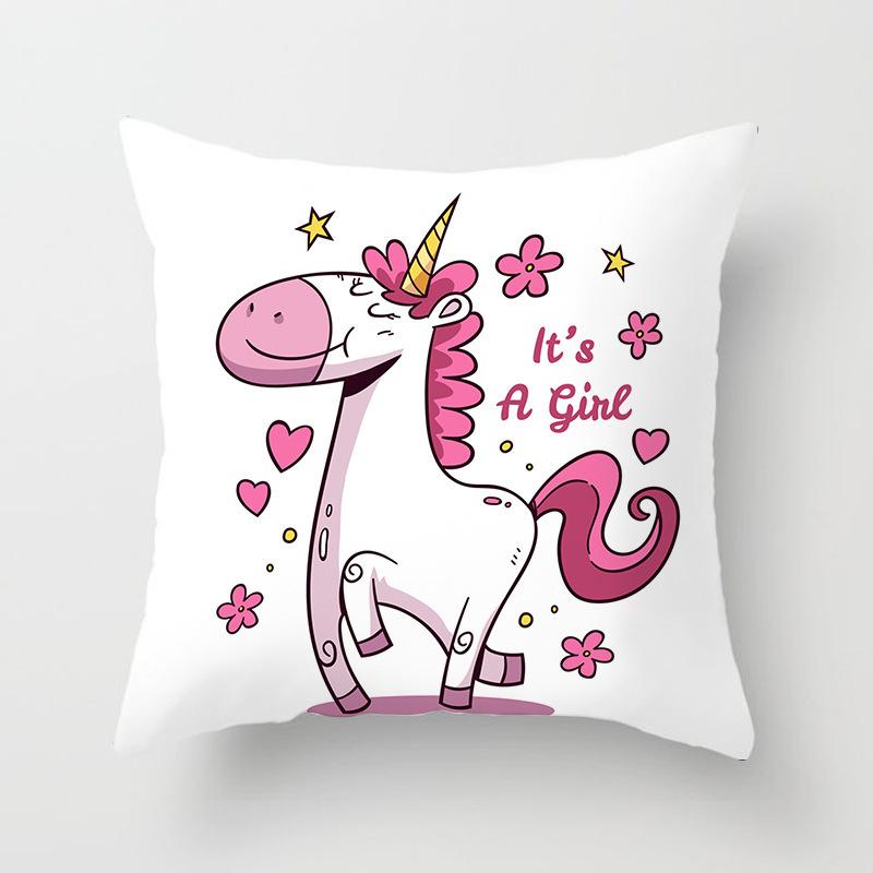 Home Decor Unicorn Themed Cute Patterns for Cozy Decor Pattern Cushion Cover Suitable for Sofa Bedroom Car Pillow Cover