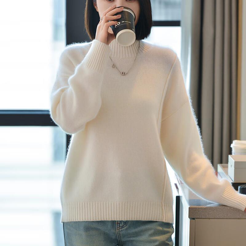 Fanzhen Women's 100% Wool Thickened Mock Neck Sweater