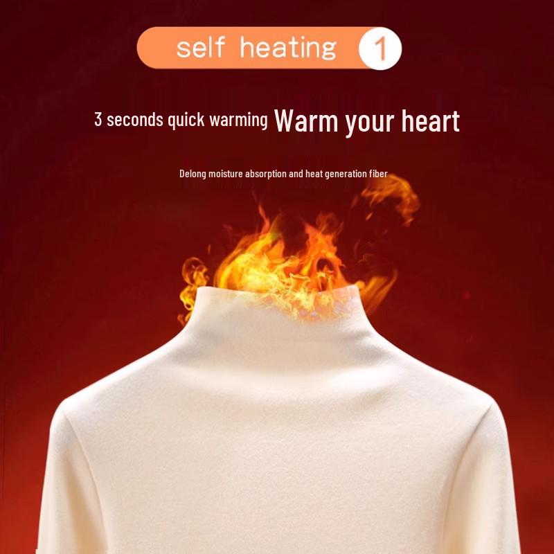 Women's Thermal Half-High Neck Brushed Long-Sleeve Base Layer Top for Autumn/Winter