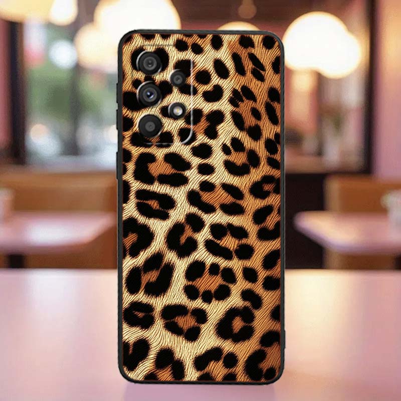 Luxurious leopard print pattern For Samsung A41 A35 A34 A33 A32 A25 A24 A23 A21s A06 A05 A04 A03 Note 10 20 Ultra 5G Black Case