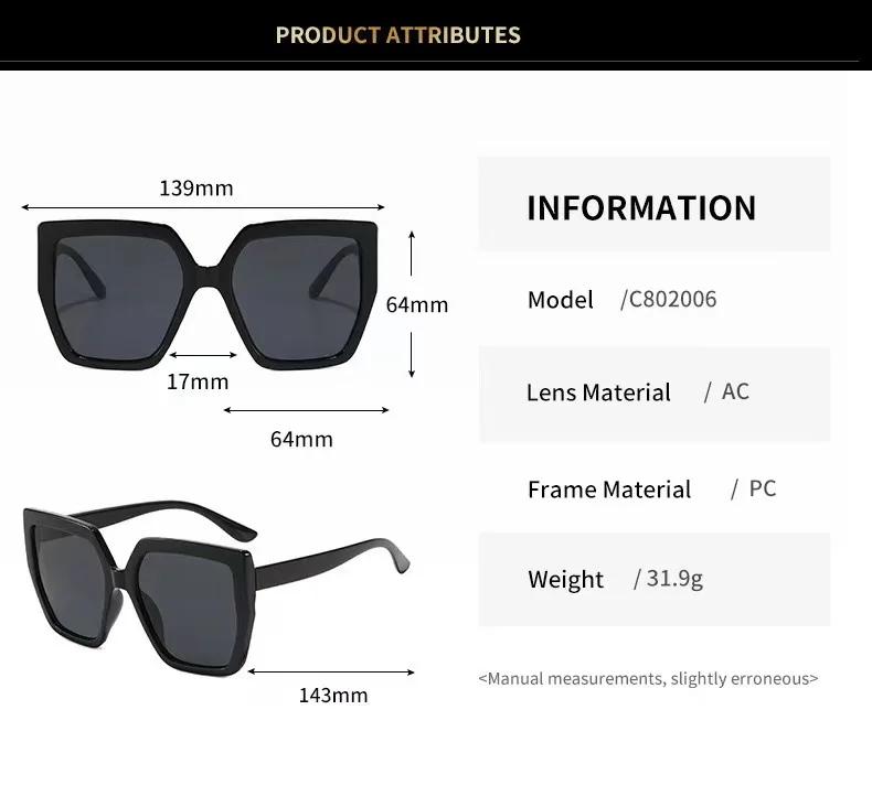 Vintage Oversized Square Sunglasses Women For Men Classic Big Frame Trending Sun Glasses UV400 Luxury Brand Designer Eyeglasses