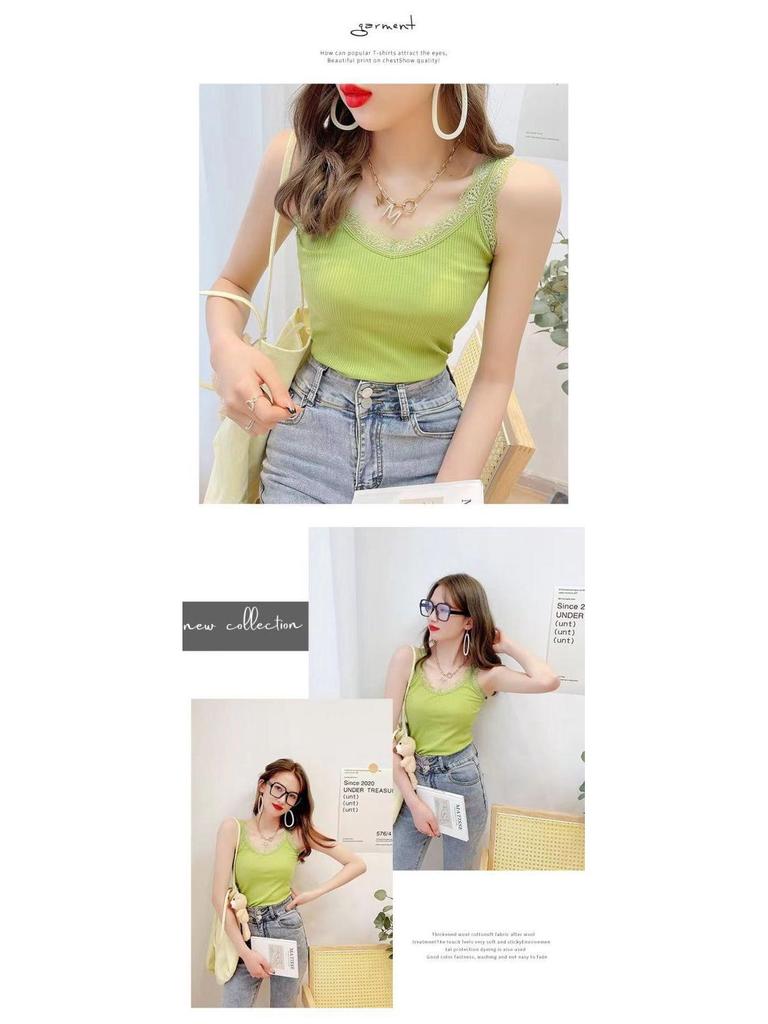 Women's Slim-Fit Lace Splicing Backless V-Neck Camisole