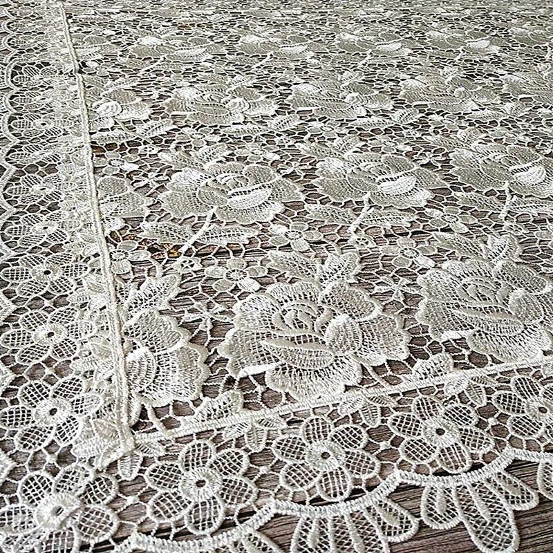 Populära Vita Ros Blommor Broderi Bordsduk Överdrag Bröllop Te Kaffe Matbord Duka Kök Fest Jul Heminredning