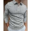 Polo de Verano Cremallera Rayado Manga Larga Top para Hombre Camisetas para Hombre