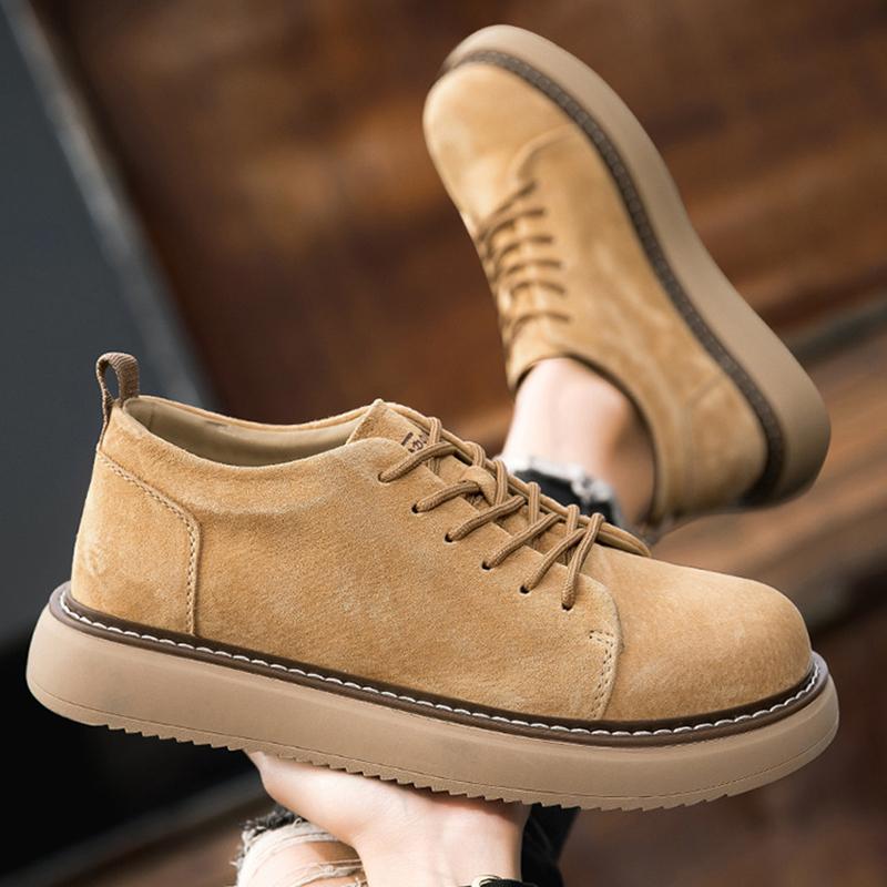 Casual Versatile Genuine Leather Men Leather Boots Work Boots High Quality Brown Platform Ankle Boots Comfortable High-top Boot