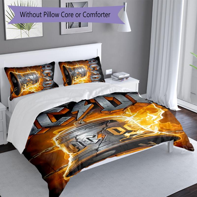 3pcs ACDC3 pattern bedding set duvet cover set includes duvet cover &pillowcases, perfect all season bedroom decoration & gift