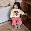 Girls 2025 Winter Cartoon Animal Thick Fleece Tracksuit Set Toddler Baby Long Sleeve Sweatshirt Pants